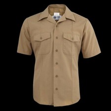 U.S MILITARY ISSUE NAVY MEN'S KHAKI DRESS SHIRT SHORT SLEEVE X-LARGE 18 NECK