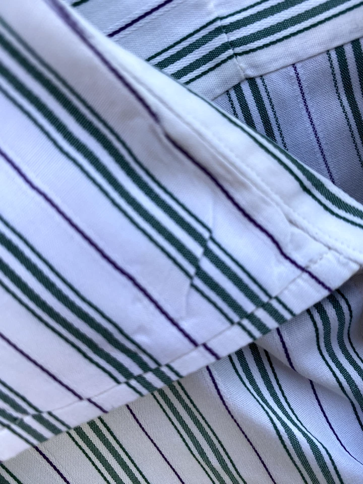 Camisa de Vestir J. Peterman 100% Algodón Importado Para Hombre 17-35 Rayas Hecha en EE. UU. Foto 4 de 4