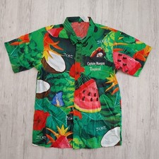 Captain Morgan Men's Hawaiian Button Down Shirt Tropical Green Size M Summer