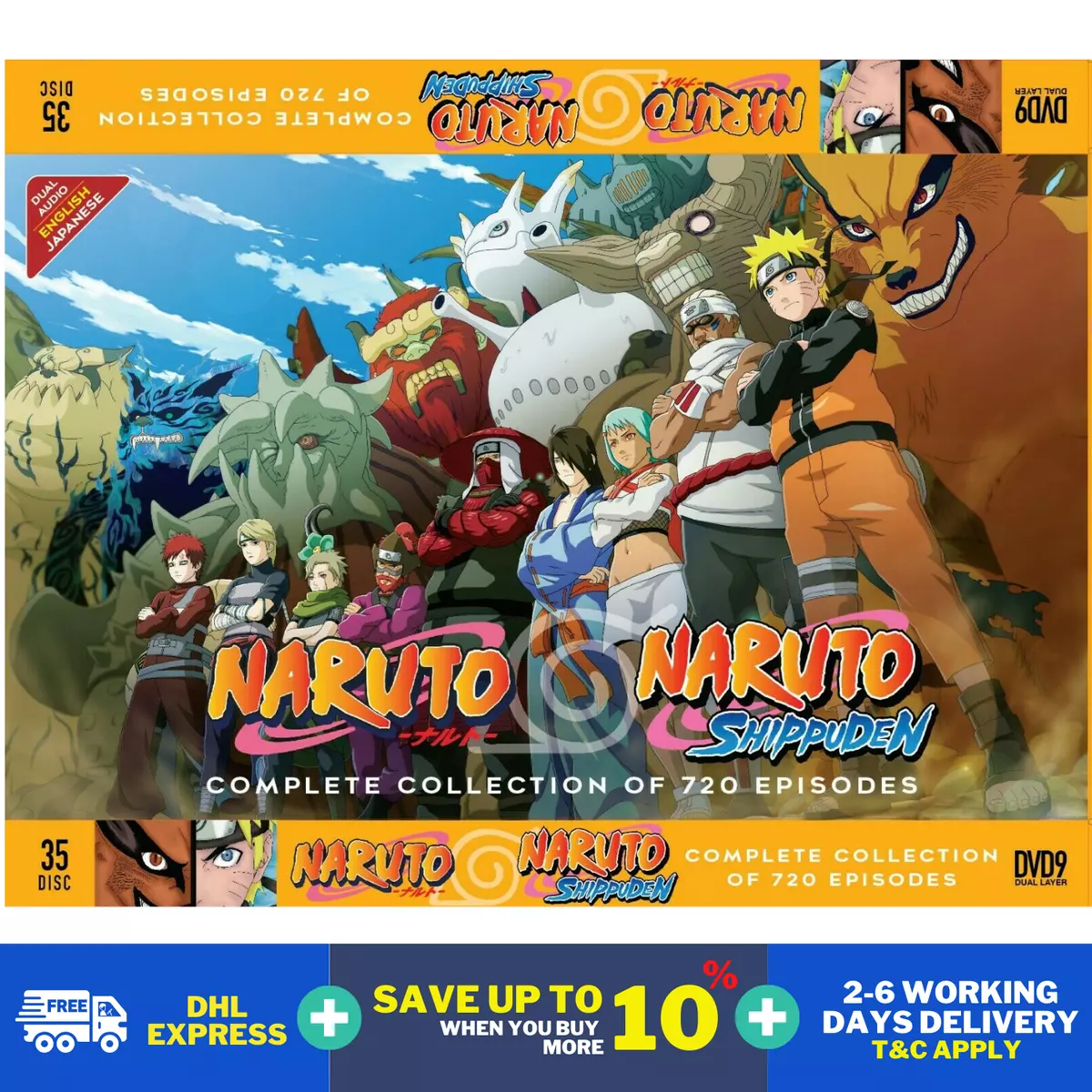 NARUTO SHIPPUDEN - COMPLETE ANIME TV SERIES DVD (1-500 EPS)(FULL ENGLISH  DUBBED)