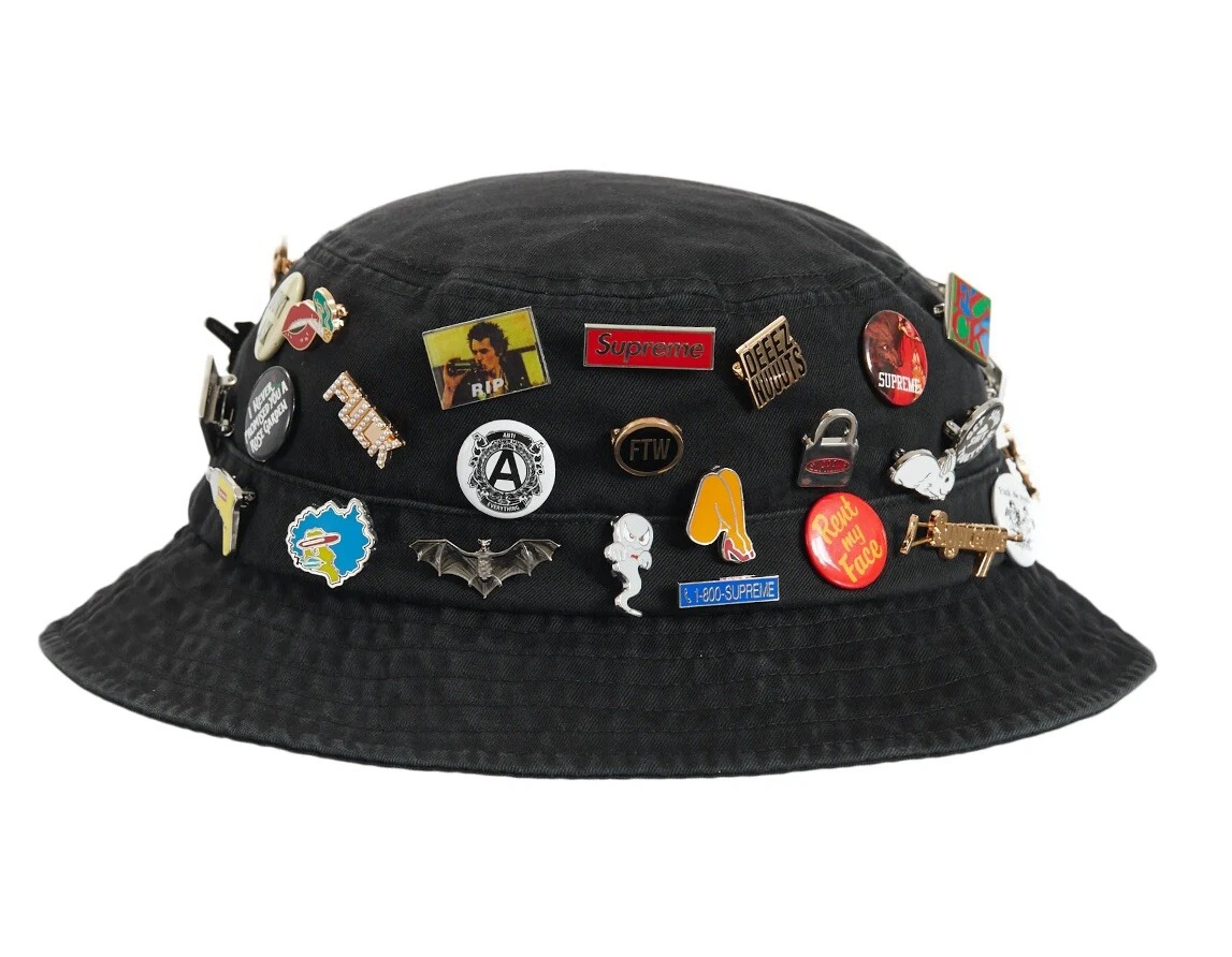Chapeau concasseur noir Supreme Pins S/M petit/moyen noir FW23   à la main