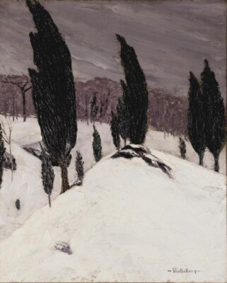 Poplars   Henry Glintenkamp 1935 WPA American Scene Art Print, Winter Landscape