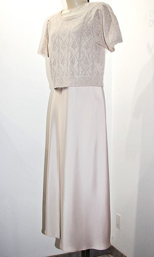 HOUSE OF HARLOW CASHMERE SHORT SLEEVE TOP & SLIP DRESS TWO PIECE SET BEIGE sz M - Picture 3 of 20