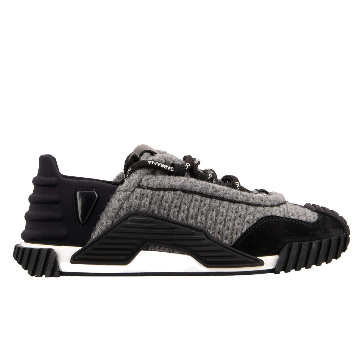 DOLCE & GABBANA DG Logo Wool Low Top Sneaker Shoes NS1 Gray