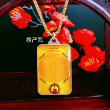 Shurangama Mantra Pendant Tibetan Buddhist Amulet Necklace Heart Mantra Thangga 