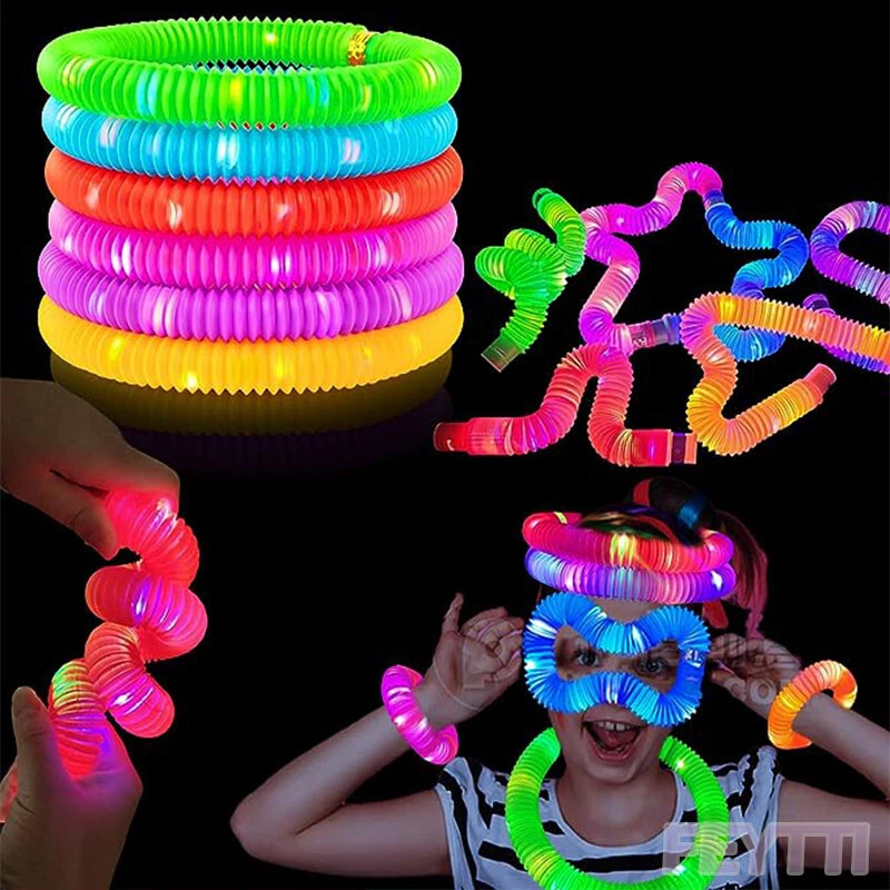 6 PCS LED Light Up Pop Tubes Sensory Toys for Christmas Glow Birthday Party  Kids