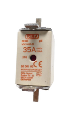 5x SIBA 20 001 03 fuse-links 35A | NH00 gB | 2000103 | VDE 0636-21