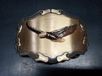 Raintree vintage brass 1978 belt Bald eagle buckle only 1978 Vintage Raintree Belt Buckle American Bald Eagle Hand  main image 3