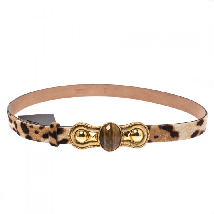 Roberto Cavalli cowhide Print Belt with Gold Logo 22720492_61538267_600.jpg main image 4