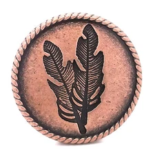 Feather Concho Antique Copper with Rope Border Screwback 1-1/4" by Stecksstore 