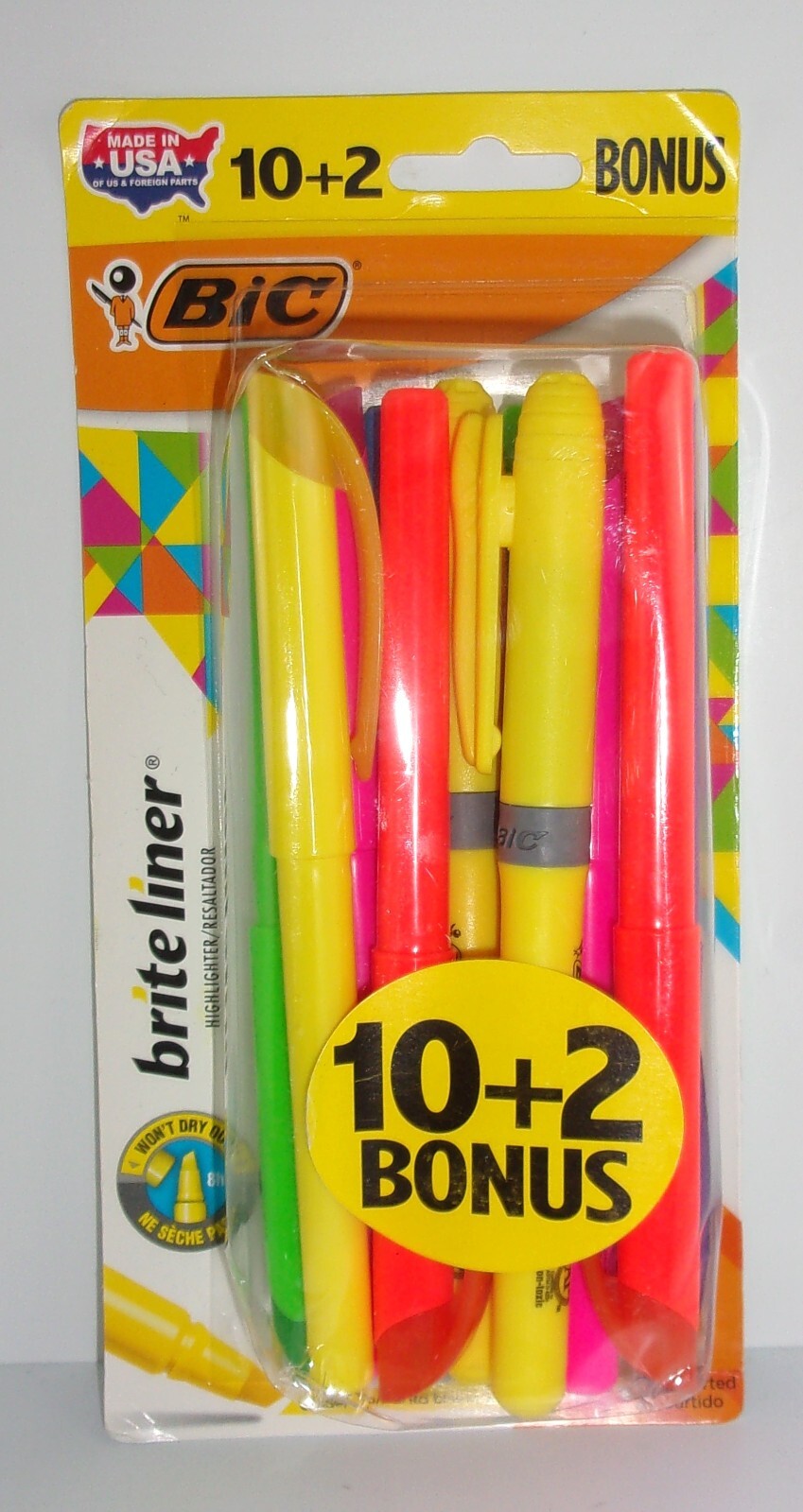 Markers Highlighters BIC Brite Liner Pens Multi Color Chisel Point 12 Lot-image