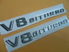 Pair of Chrome * V8 BITURBO * Badge Emblems For Mercedes S63 G63 CLS63 SL63 AMG
