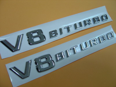 Pair of Chrome * V8 BITURBO * Badge Emblems For Mercedes S63 G63 CLS63 SL63 AMG