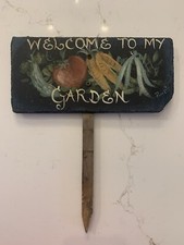 Slate Welcome To My Garden Staked Sign 10  x 5  inch plaque with an 8   Post