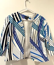 Ivy Chic New York Med Women's Top 3/4 sleeves Dry Clean Only Open Front Abstract