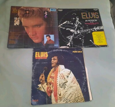 3x ELVIS PRESLEY VINYLS MEDLEY PURE GOLD IN PERSON PRE-OWNED SCRATCHES READ DESC