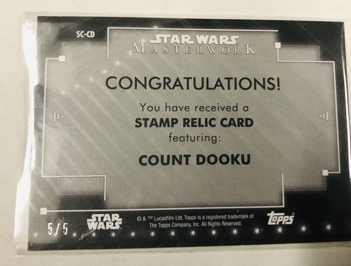 (3) 2020 Topps Star Wars Masterwork Count Dooku Stamp Relic Black/5,Purple/50. - Picture 3 of 9