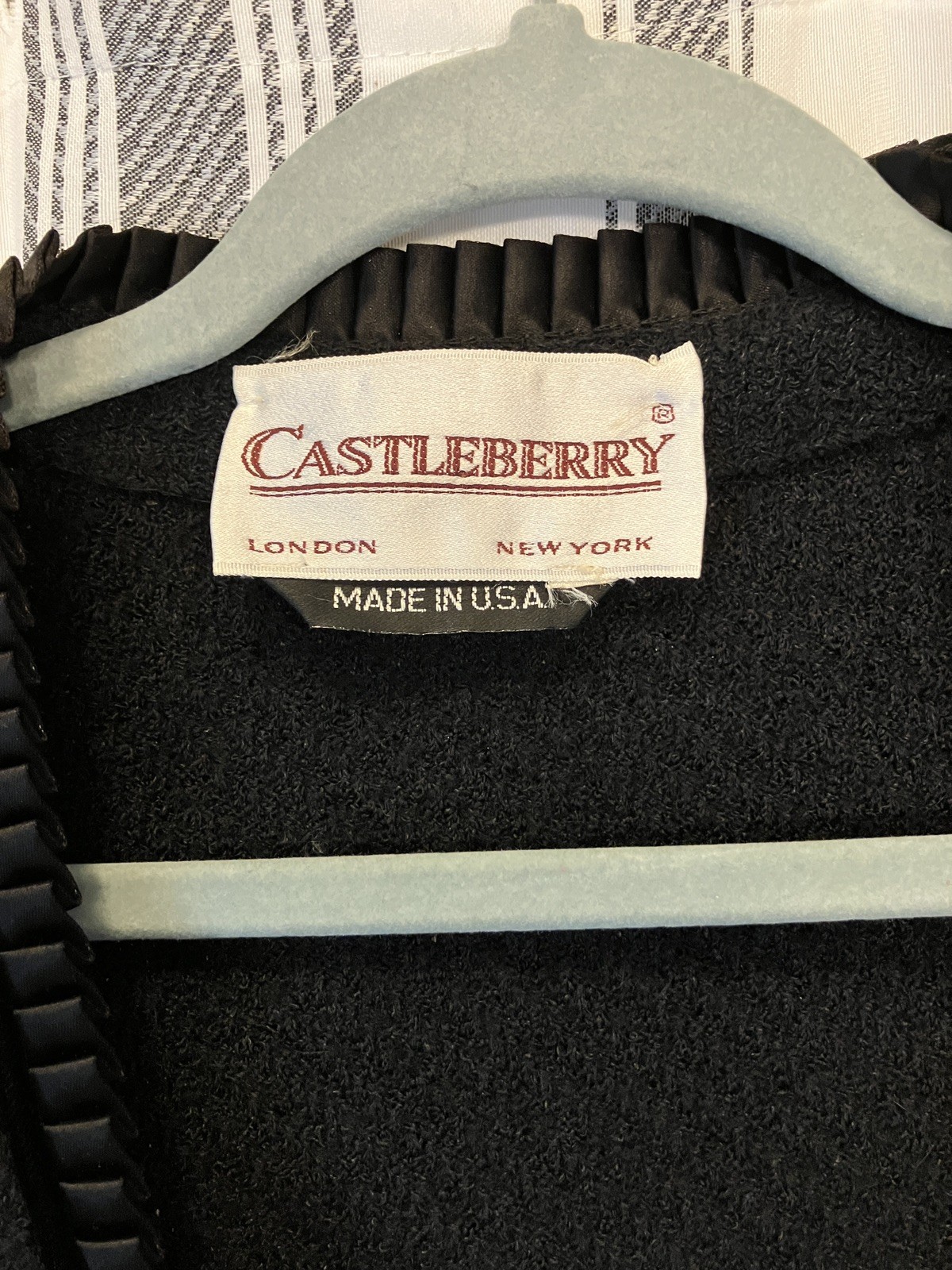 Castleberry Vintage Women's Black Jacket Sweater Sz Large Satin Trim Made in USA image 3