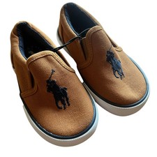 Polo Ralph Lauren Boys Canvas Slip-On Sneakers   Size 8   NWOT