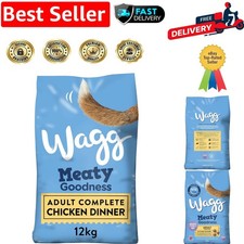 12kg Wagg Meaty Goodness Chicken Dog Food – High Protein, Balanced Nutrition 2.25 per kilo