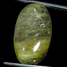 15.40Cts. Natural Golden Rutile Quartz Oval Cabochon Gemstone 22x13x6mm