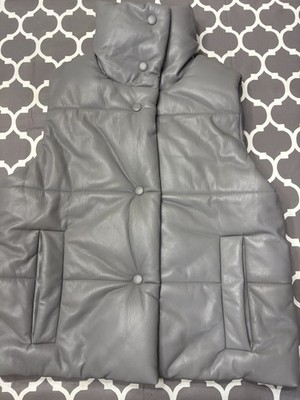 Nanushka Murillo Dusk Blue Quilted Vegan Leather Puffer Vest NWT