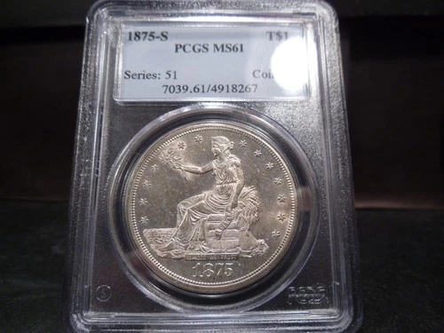 1875-S MS61 Trade Dollar PCGS Certified - White/Fantastic for Grade