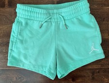NIKE AIR JORDAN Fleece Athletic Shorts Girls Sz Small 8-10 Green Jumpman EUC
