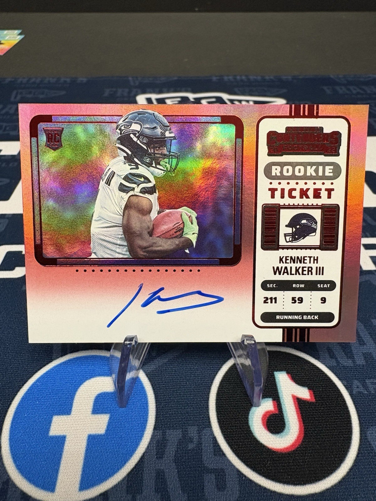 2022 Panini Contenders Red Zone Kenneth Walker III RC #126 Auto