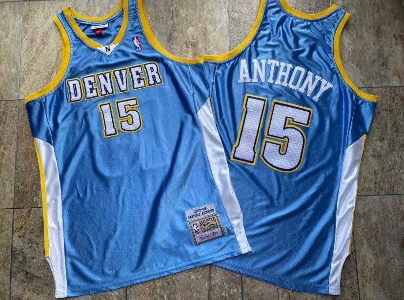 Denver Nuggets Carmelo Anthony Blue 15 vintage retro style jersey