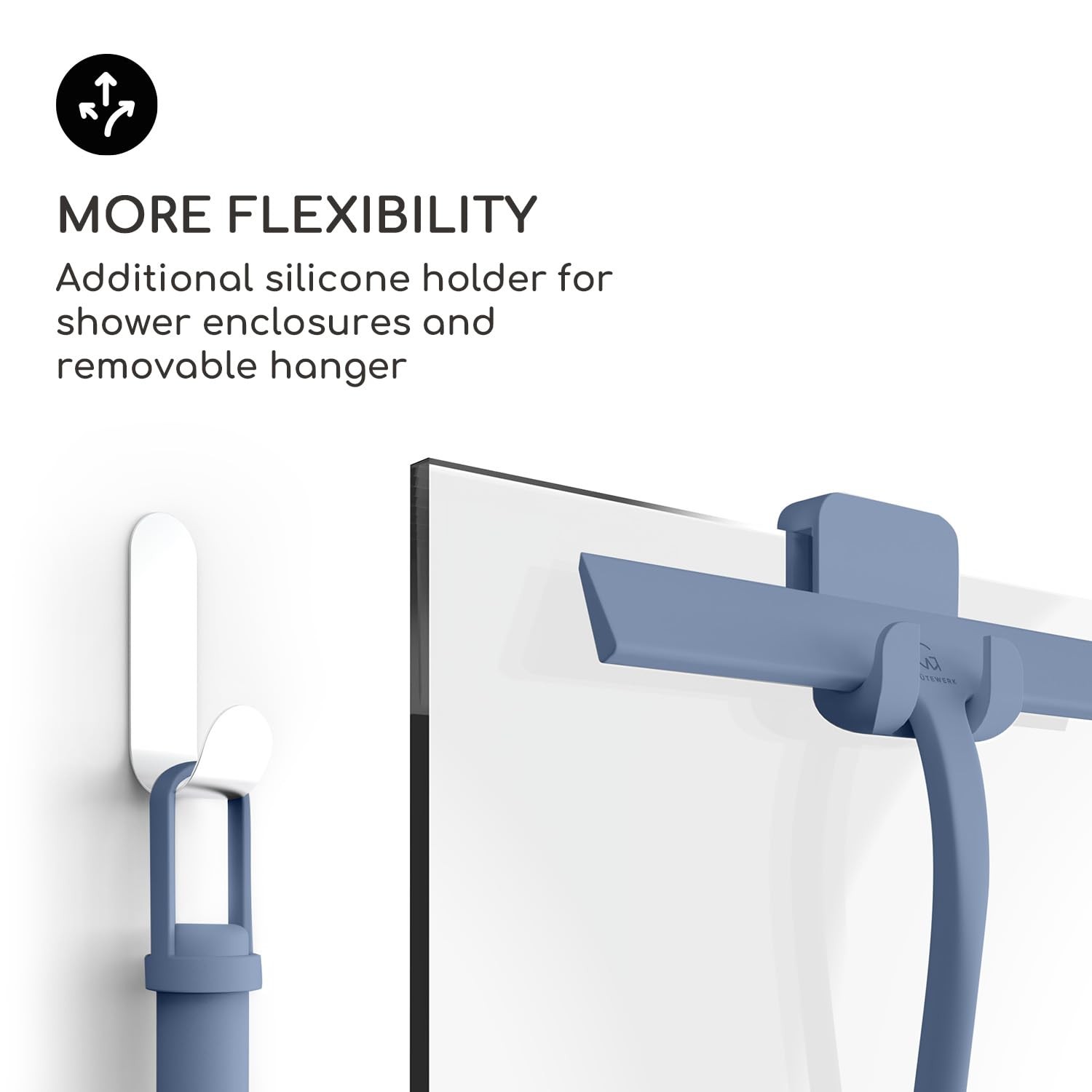 Shower Squeegee for Glass Doors - 9 Inch Silicone Window Cleaner - Blue