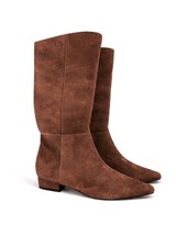 Jason Wu Boots Petrie Chocolate Brown Suede Tall Low Block Heel Size 8.5 NEW