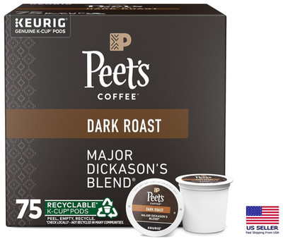 Peet Flavorful Major Dickason's Dark Roast K-Cup Pods - 75 Single Serve Capsules