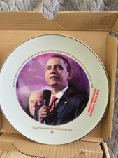 Barack Obama & Joseph Biden Accepting Nomination Plate With Certificate