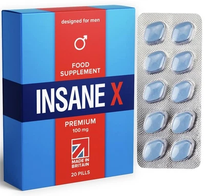 20 INSANE X Premium - Extra Strong Pills for Men UK - Natural Fast-Acting