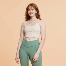 Blogilates Women's Corset Cropped Bralette - Light Taupe L