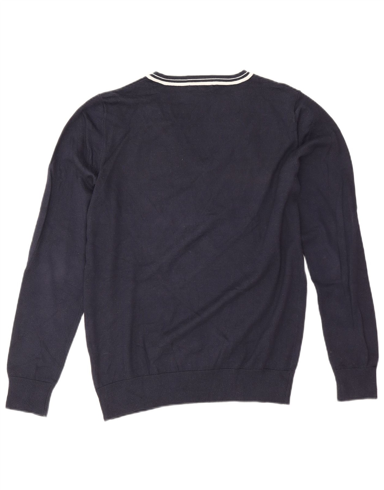 Lacoste Womens V-Neck Jumper Sweater Size 44 Large Navy Blue Cotton CH09 thumbnail 2