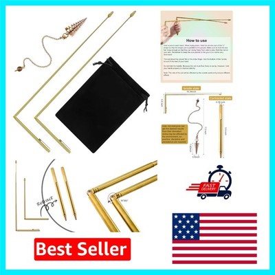 Compact 3-Piece Divining Rods Copper Set with Gold Pendulum for Fortune-Telling