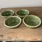 Hull Pottery Bowls Avocado Green Drip Glaze Set Of 4