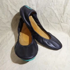 🩰 Tieks by Gavrieli Foldable Ballet Flats sz 9 Matte Black Nappa Leather; Nice!