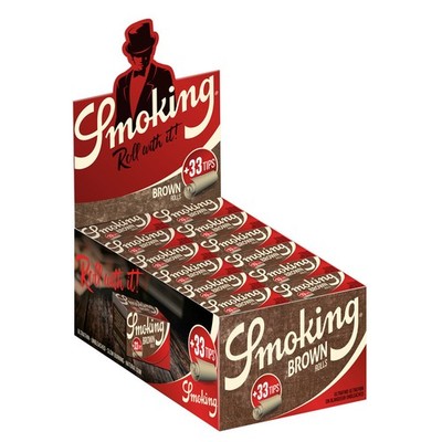 Box Smoking Unbleached Brown Rolls Zigarettenpapier 24 x 4m + 33 Filter Tips