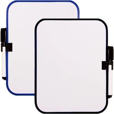 2-PACK MAGNETIC WHITE BOARD SET Dry Erase Small 6.5X8.25 Frame Fridge Whiteboard