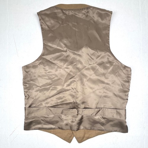 J.Crew Menswear Linen Vest Mens Small Tan Brown Button Down Pockets Satin EUC - Picture 2 of 9