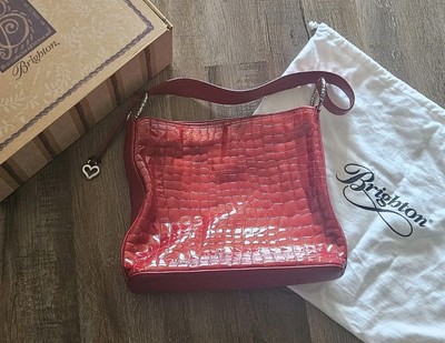 BRIGHTON CHER COLLECTION  LIPSTICK RED PATENT LEATHER SHOULDER HANDBAG MINT $330