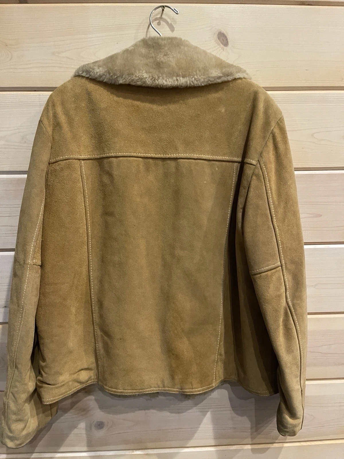 Vintage 70s JCPenney Suede Sherpa Jacket Mens 44 Reg Western Rancher Brown image 5