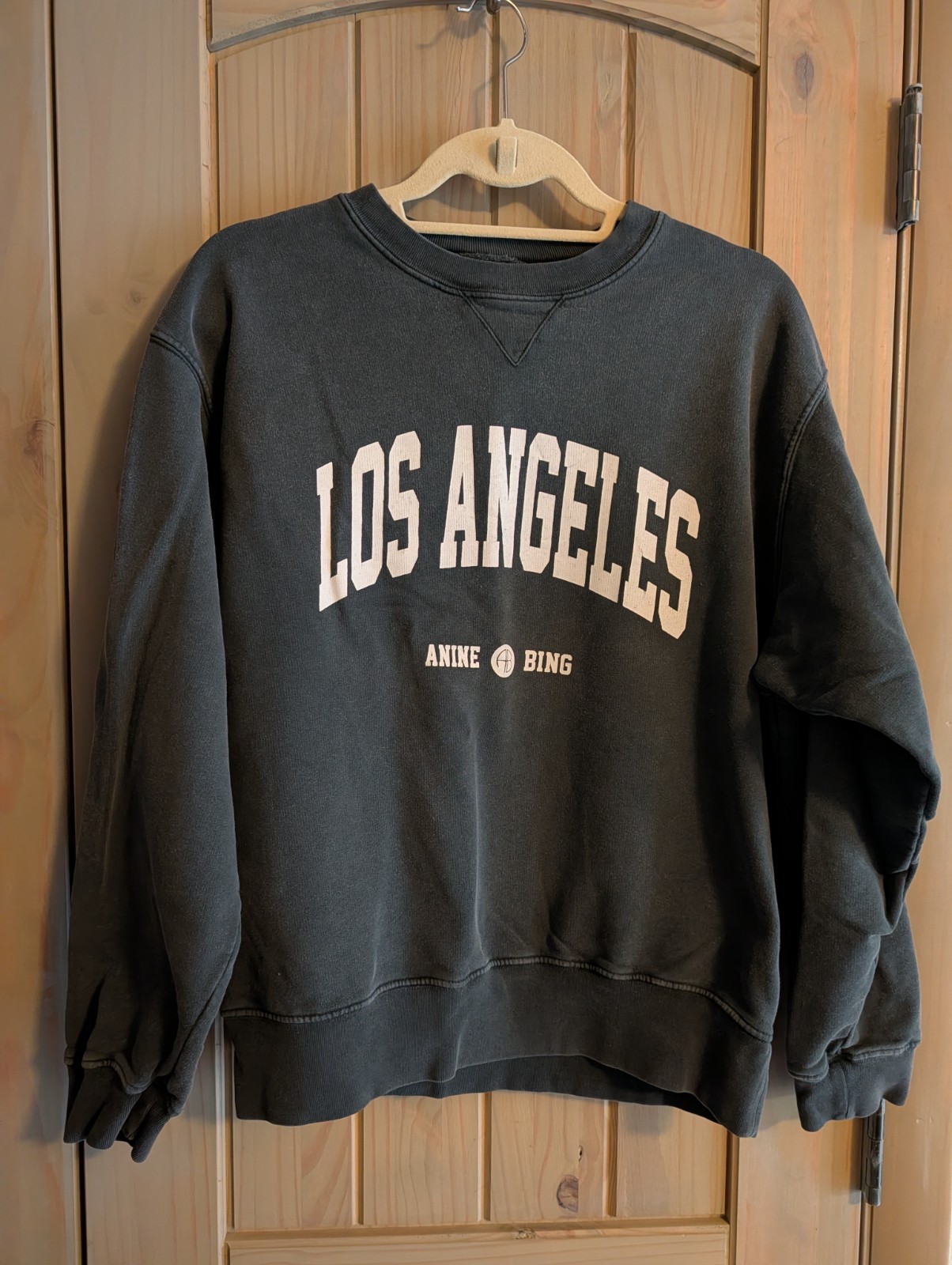 Anine Bing Ramona Sweatshirt Los Angeles Washed Black Cotton Women's Medium