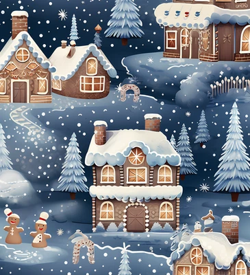 FOREVER CRAFTING UK Gingerbread Houses! Christmas Fun Fabric Fat & Long Quarters Metres: 100% Cotton