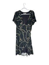 Loft Womens Navy Floral Wrap Midi Dress Short Sleeve Lined Tie Back Plus Size 18