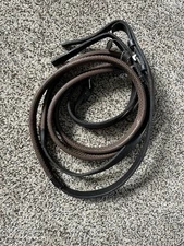 56" Brown Rubber English Reins Soft Supple Loose Hook Stud