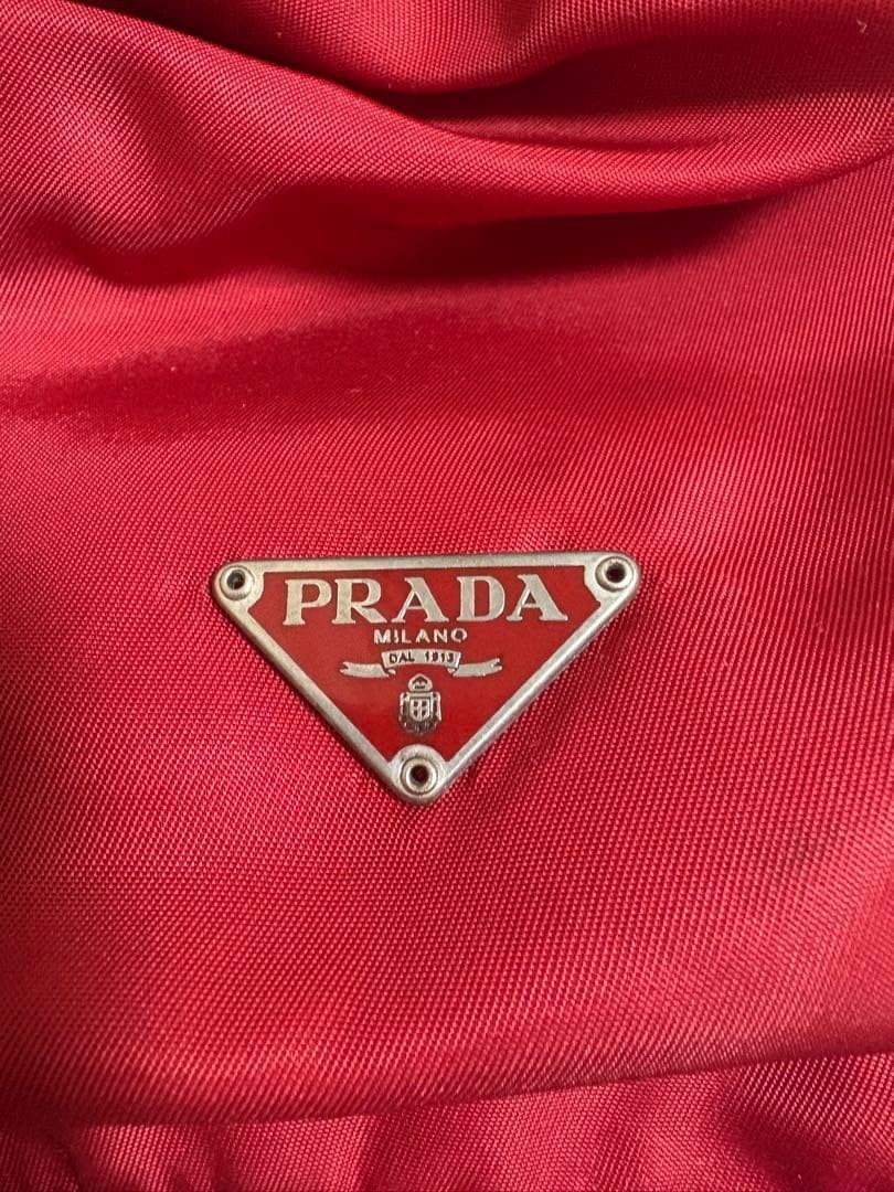 PRADA Drawstring Pouch Nylon Triangle Logo Black … - image 3